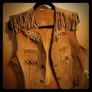 Vintage brown leather vest
